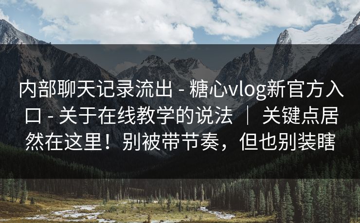 内部聊天记录流出 - 糖心vlog新官方入口 - 关于在线教学的说法 ｜ 关键点居然在这里！别被带节奏，但也别装瞎
