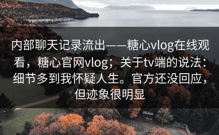 内部聊天记录流出——糖心vlog在线观看，糖心官网vlog；关于tv端的说法：细节多到我怀疑人生。官方还没回应，但迹象很明显