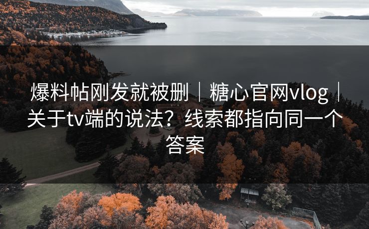 爆料帖刚发就被删｜糖心官网vlog｜关于tv端的说法？线索都指向同一个答案
